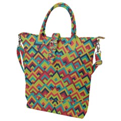 Trendy Chic Modern Chevron Pattern Buckle Top Tote Bag by GardenOfOphir