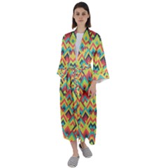 Trendy Chic Modern Chevron Pattern Maxi Satin Kimono