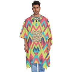 Trendy Chic Modern Chevron Pattern Men s Hooded Rain Ponchos