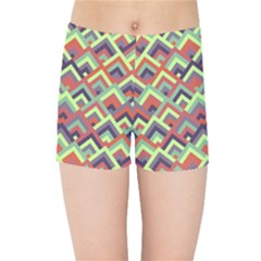 Trendy Chic Modern Chevron Pattern Kids  Sports Shorts by GardenOfOphir