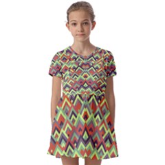 Trendy Chic Modern Chevron Pattern Kids  Short Sleeve Pinafore Style Dress