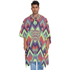 Trendy Chic Modern Chevron Pattern Men s Hooded Rain Ponchos by GardenOfOphir