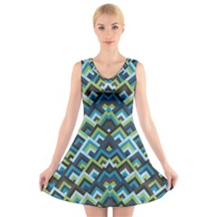 Trendy Chic Modern Chevron Pattern V-neck Sleeveless Dress by GardenOfOphir