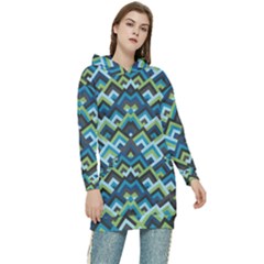 Trendy Chic Modern Chevron Pattern Women s Long Oversized Pullover Hoodie by GardenOfOphir