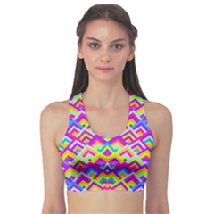 Colorful Trendy Chic Modern Chevron Pattern Sports Bra by GardenOfOphir