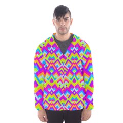 Colorful Trendy Chic Modern Chevron Pattern Men s Hooded Windbreaker by GardenOfOphir