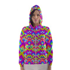 Colorful Trendy Chic Modern Chevron Pattern Women s Hooded Windbreaker by GardenOfOphir