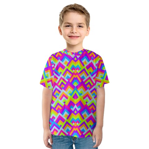 Colorful Trendy Chic Modern Chevron Pattern Kids  Sport Mesh Tee by GardenOfOphir