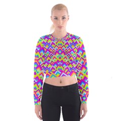 Colorful Trendy Chic Modern Chevron Pattern Cropped Sweatshirt by GardenOfOphir