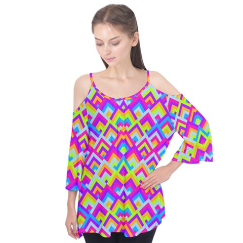 Colorful Trendy Chic Modern Chevron Pattern Flutter Tees by GardenOfOphir