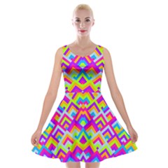 Colorful Trendy Chic Modern Chevron Pattern Velvet Skater Dress by GardenOfOphir