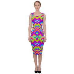 Colorful Trendy Chic Modern Chevron Pattern Sleeveless Pencil Dress by GardenOfOphir