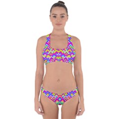 Colorful Trendy Chic Modern Chevron Pattern Cross Back Hipster Bikini Set by GardenOfOphir