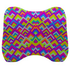 Colorful Trendy Chic Modern Chevron Pattern Velour Head Support Cushion by GardenOfOphir