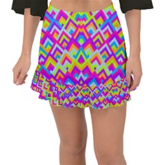 Colorful Trendy Chic Modern Chevron Pattern Fishtail Mini Chiffon Skirt by GardenOfOphir