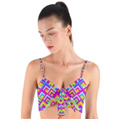 Colorful Trendy Chic Modern Chevron Pattern Woven Tie Front Bralet by GardenOfOphir