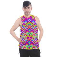 Colorful Trendy Chic Modern Chevron Pattern Men s Sleeveless Hoodie by GardenOfOphir