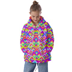 Colorful Trendy Chic Modern Chevron Pattern Kids  Oversized Hoodie by GardenOfOphir