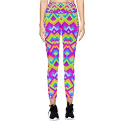 Colorful Trendy Chic Modern Chevron Pattern Pocket Leggings  by GardenOfOphir