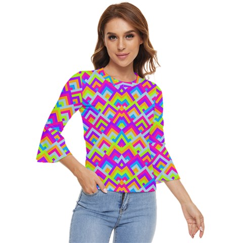 Colorful Trendy Chic Modern Chevron Pattern Bell Sleeve Top by GardenOfOphir