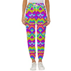 Colorful Trendy Chic Modern Chevron Pattern Women s Cropped Drawstring Pants by GardenOfOphir