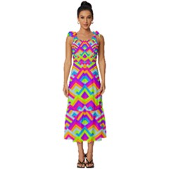 Colorful Trendy Chic Modern Chevron Pattern Tie-strap Tiered Midi Chiffon Dress by GardenOfOphir