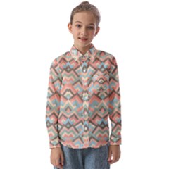 Trendy Chic Modern Chevron Pattern Kids  Long Sleeve Shirt by GardenOfOphir