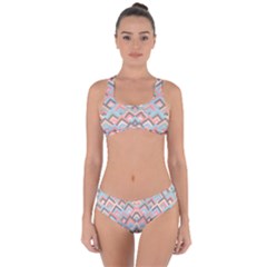 Trendy Chic Modern Chevron Pattern Criss Cross Bikini Set by GardenOfOphir