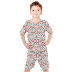 Trendy Chic Modern Chevron Pattern Kids  Tee And Shorts Set by GardenOfOphir