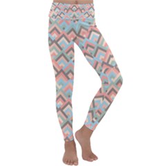 Trendy Chic Modern Chevron Pattern Kids  Lightweight Velour Classic Yoga Leggings