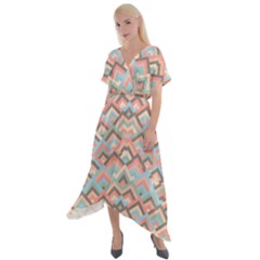 Trendy Chic Modern Chevron Pattern Cross Front Sharkbite Hem Maxi Dress by GardenOfOphir