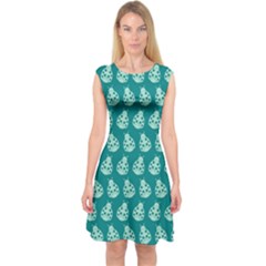 Ladybug Vector Geometric Tile Pattern Capsleeve Midi Dress by GardenOfOphir