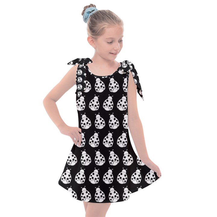 Ladybug Vector Geometric Tile Pattern Kids  Tie Up Tunic Dress