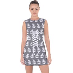 Ladybug Vector Geometric Tile Pattern Lace Up Front Bodycon Dress by GardenOfOphir