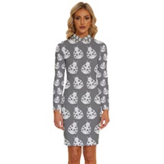 Ladybug Vector Geometric Tile Pattern Long Sleeve Shirt Collar Bodycon Dress by GardenOfOphir