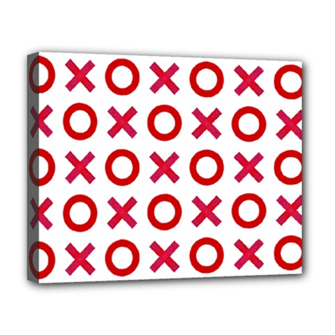 Pattern Xoxo Red White Love Deluxe Canvas 20  X 16  (stretched) by Jancukart