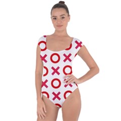 Pattern Xoxo Red White Love Short Sleeve Leotard  by Jancukart