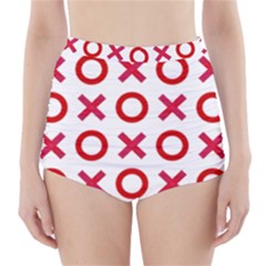 Pattern Xoxo Red White Love High-waisted Bikini Bottoms by Jancukart