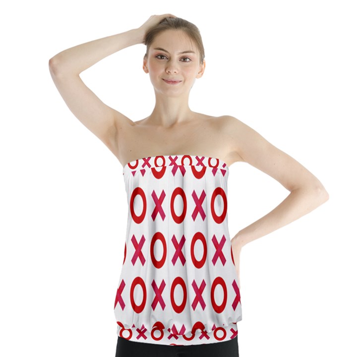 Pattern Xoxo Red White Love Strapless Top