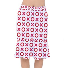 Pattern Xoxo Red White Love Short Mermaid Skirt by Jancukart