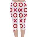 Pattern Xoxo Red White Love Velvet Capri Leggings  View1