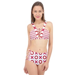 Pattern Xoxo Red White Love Cage Up Bikini Set by Jancukart