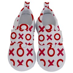 Pattern Xoxo Red White Love Kids  Velcro No Lace Shoes by Jancukart