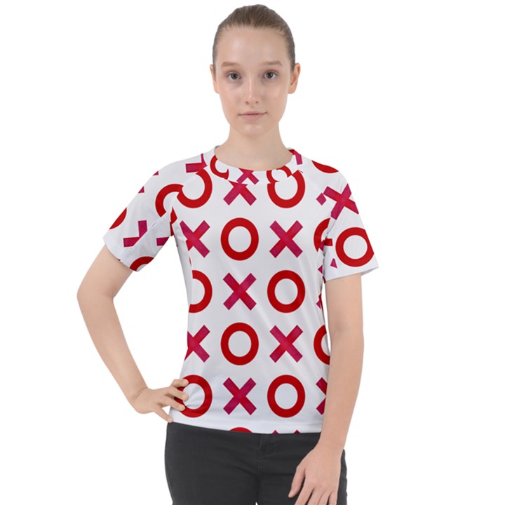 Pattern Xoxo Red White Love Women s Sport Raglan Tee