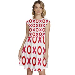 Pattern Xoxo Red White Love Cap Sleeve High Waist Dress by Jancukart