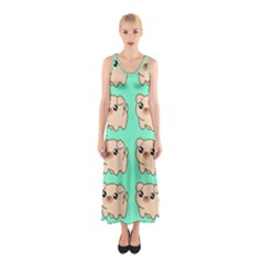 Puppy Pattern Dog Pet Sleeveless Maxi Dress