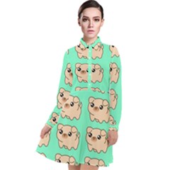 Puppy Pattern Dog Pet Long Sleeve Chiffon Shirt Dress