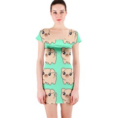 Puppy Pattern Dog Pet Short Sleeve Bodycon Dress