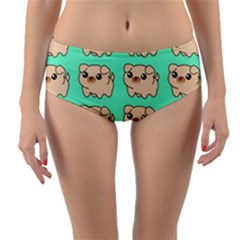 Puppy Pattern Dog Pet Reversible Mid-waist Bikini Bottoms