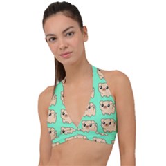 Puppy Pattern Dog Pet Halter Plunge Bikini Top